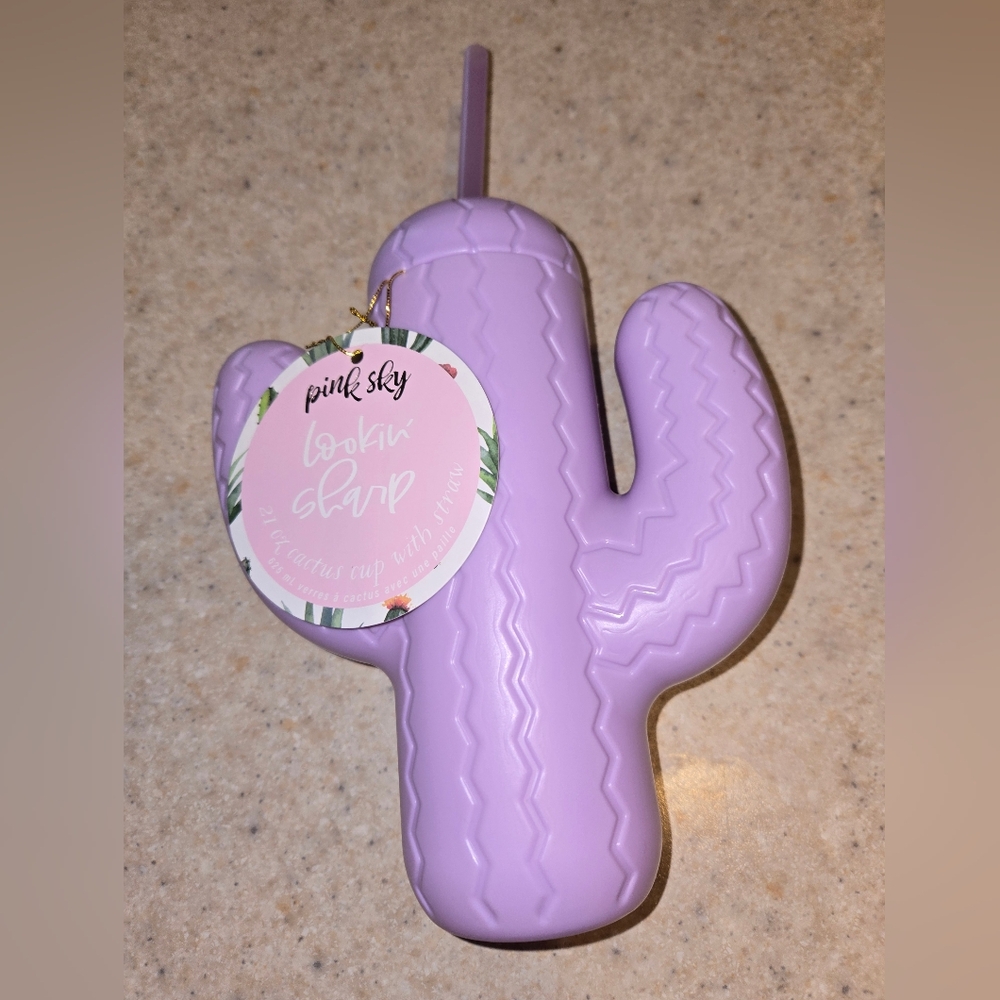 Pink Sky Lavender Purple Cactus Sipper Cup